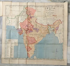 Mapa 1950 DIVISIONES POLÍTICAS EN NUEVA REPÚBLICA - ENCUESTA DE LA INDIA 36 pulgadas x 34,50 pulgadas - Imagen 1 de 15