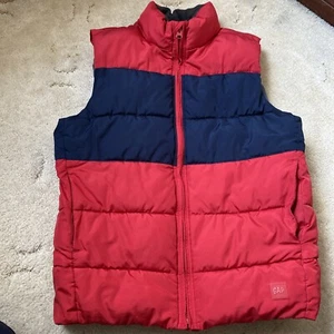 RED BLUE WAISTCOAT GAP 160CM 13-14 BOYS AUTUMN GILET BODYWARMER GREAT COND - Picture 1 of 11