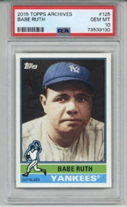 2015 TOPPS ARCHIVES #125 BABE RUTH CARD NEW YORK YANKEES PSA 10 LOW POP RARE - Picture 1 of 2