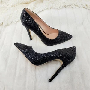 Zapatos de tacón alto Weeboo negros brillantes 4" punta puntiaguda bomba 6,5-11 - Imagen 1 de 10