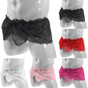 Mens Sissy Panties Lace Underwear Knickers Skirt Briefs Crossdress Underpants - Picture 1 of 20