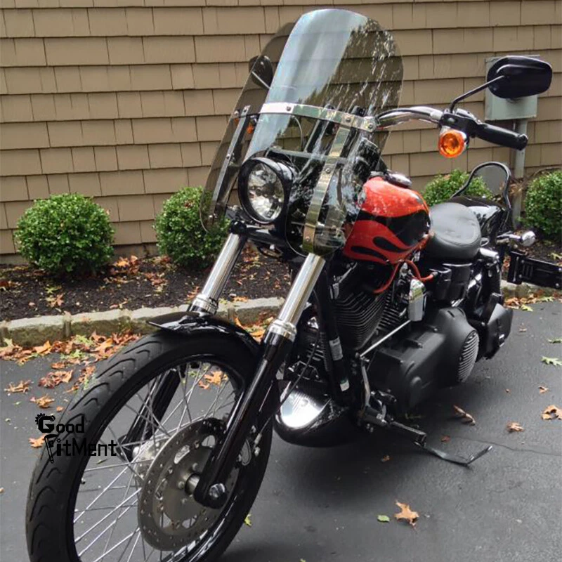 For Harley Wide Glide 18x16" Large Windshield Windscreen Smoke 7/8 1" Handlebars Foto 1 de 4