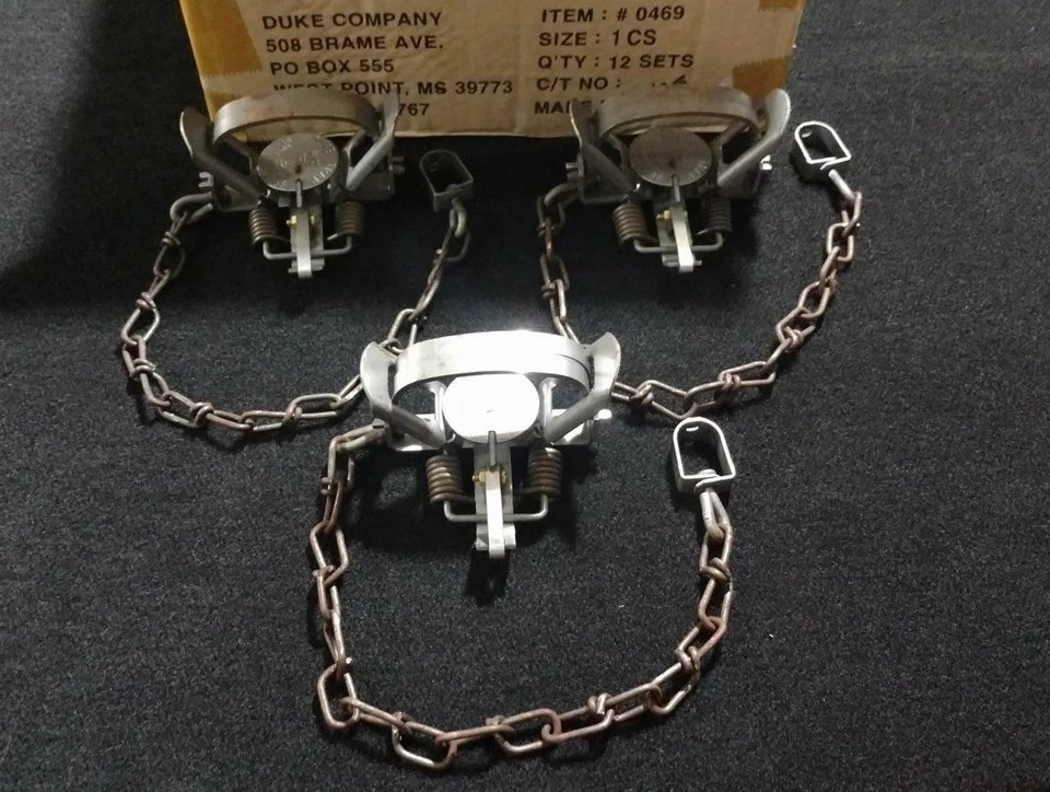 3 Duke # 1 Coil Spring Trap Raccoon Muskrat Nutria Rabbit 0469 Survival Trap  - Image 1 of 1