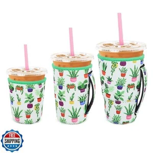 Confezione 3 Manicotti Caffè Ghiacciato Isolato Neoprene Tazza Manicotti Con Manico Per Freddo - Foto 1 di 5