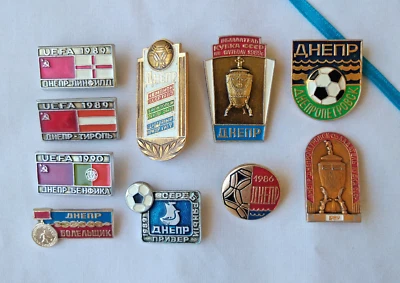 FC Dnepr Soviet Football Badge Lot 10x USSR Soccer club pin vintage fan UEFA set - Image 1 of 4