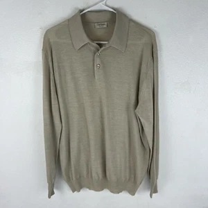 Gran Sasso Super Tasmania Beige Italy MENS 52 / M / L Virgin Wool Polo Sweater - Picture 1 of 5