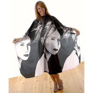 HAIRTOOLS BLACK & WHITE PORTRAIT GOWN Black Gown with White Portrait Design - Picture 1 of 1