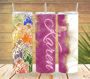 Personalized Butterflies Gold Accents 20oz Stainless Steel Skinny Tumbler - Picture 1 of 2