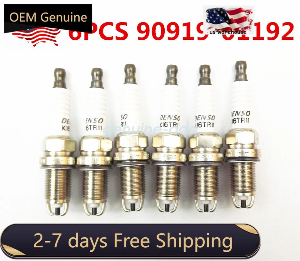 6Pcs OE- 90919-01192 For TOYOTA 4RUNNER TACOMA TUNDRA, T100 SPARK PLUG K16TR11 - Image 1 of 3