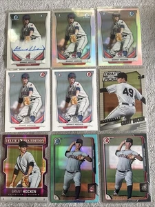 9 GRANT HOCKIN RC lot 2014 Bowman Draft 1st AUTO Refractor 2015 Sky Blue INDIANS - Picture 1 of 8