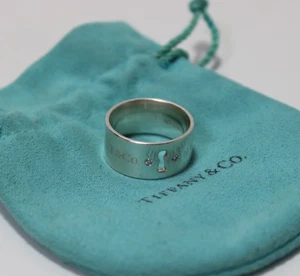 Tiffany & Co. NY New York 925 Sterlingsilber 2 Diamanten Schlüsselloch Schloss Ring Größe 7 - Bild 1 von 13