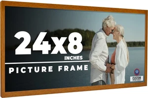 24x8 Honey Brown Real Wood Picture Frame Width 0.75 inches | Interior Frame Dept - Picture 1 of 10