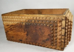 Fine Hand Carved Tramp Art Sewing Box Folk Sculpture Americana Example - Picture 1 of 24