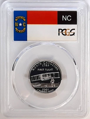 2001-S Silver Proof North Carolina State Quarter-PCGS PR 69 DCAM-State Flag - Image 1 of 4