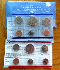 1991 P&D Mint Set US with Envelope & COA (10 Coin Set) K1 - Picture 1 of 2