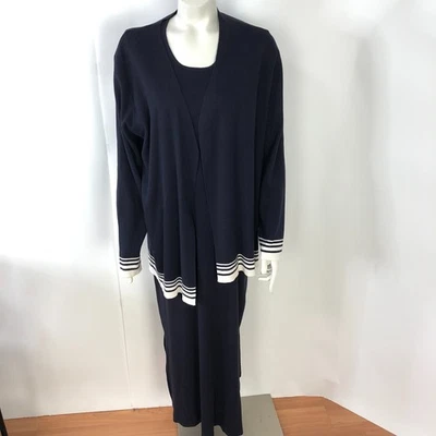 Talbots VTG Plus 1X 2 PC Tank Top Cardigan Midi Sweater Dress Blue PLS READ - Image 1 of 4