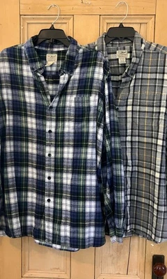L.L.Bean Mens (2) SET Scotch Plaid Traditional Fit Shirt Sz. XXL Reg Blue SP EXC - Image 1 of 4
