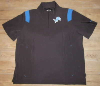 Nike Detroit Lions Dri-FIT On-Field 1/4 Zip Black Short Sleeve Jacket Men Large - Image 1 of 4