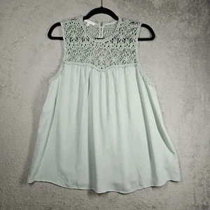 Maurices Bluse Spitze Häkeldetail Dotter hell mintgrün ärmellos fließend Gr. 0-S - Bild 1 von 13