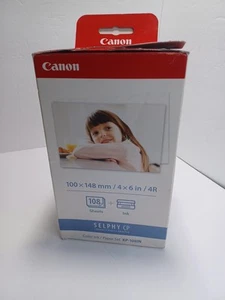 Canon Selphy CP1500 CP1300 CP1200 4x6 108 sheets Color Ink Paper Set KP-108IN - Photo 1/3