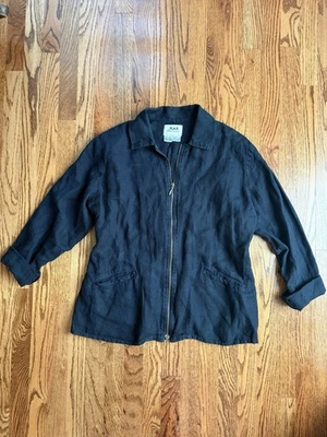 FLAX от Jeanne Engelhart 100% льняная куртка - черный - размер средний - Изображение 1 из 4