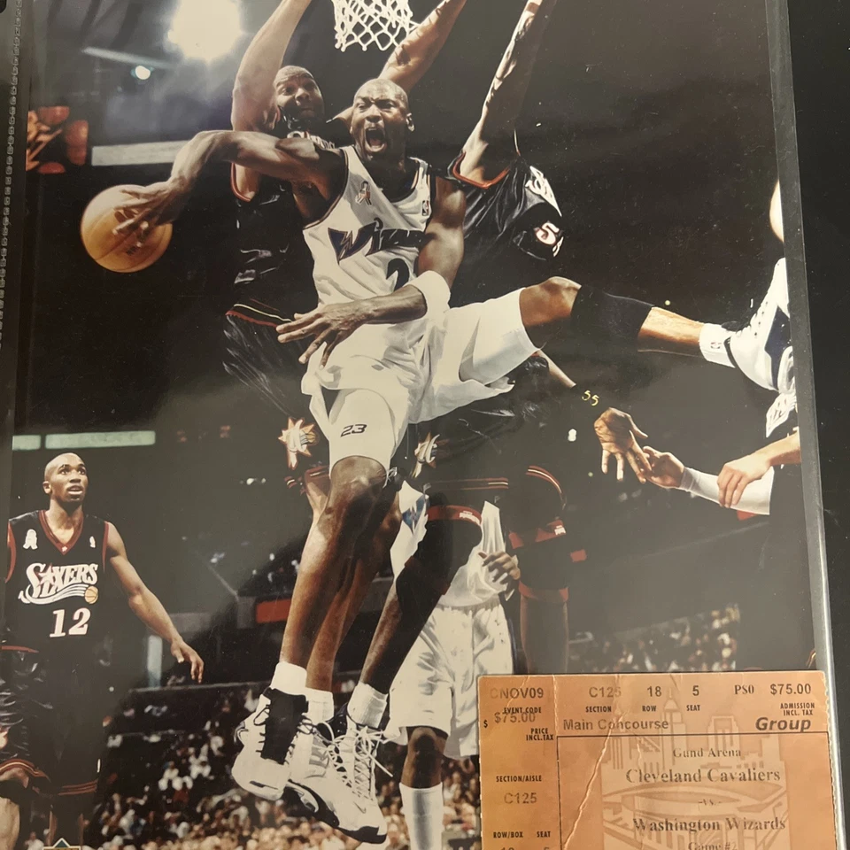 2002 Michael Jordan #23  And Original Ticket NBA Washington Wizards 8X10 Photo - Image 1 of 4