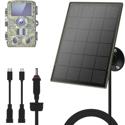 1 Solarpanel,3W/5V,Trail-Kameras,6000mAh Li-Ionen-Akku,Micro-USB/Typ-C/DC - Bild 1 von 4