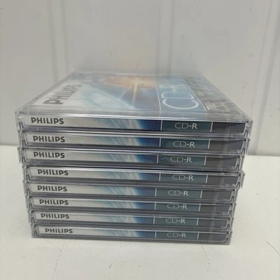 X8 PHILIPS CD-80 (CD-RECORDABLE UP TO 52× SPEED, 80MIN/700MB) ALL NEW & SEALED  - Image 1 of 2