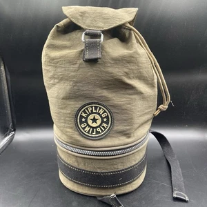 Kipling Camera Backpack SLR Lens Bag Brown 2 section w draw string stealth Nice - Picture 1 of 14