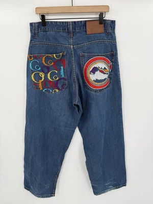 Vintage Coogi Jeans Mens 34x30 Dark Wash Y2K Baggy Mountain Embroidered Pockets - Image 1 of 4