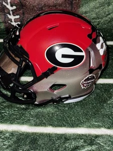 Georgia Bulldogs Mini Football Helmet Red & Silver  Custom Concept Speed - Picture 1 of 7