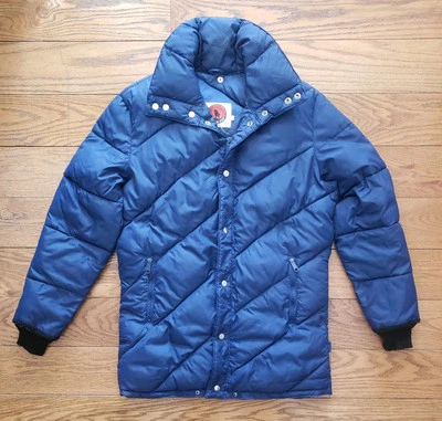 Vintage Mountain Goat White Stag Down Puffer Jacket Coat Size Medium Blue 80s - Image 1 of 4