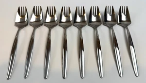 8 RARISSIME forchette buffet vintage in acciaio inox 7" made in Japan HTF - Foto 1 di 6