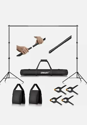 Kit de sistema de soporte de telón de fondo para estudio de video fotográfico Emart con bolsa de transporte Foto 1 de 4