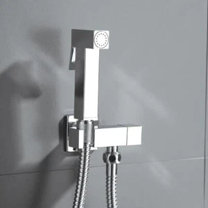 Brass Toliet Handheld Bidet Sprayer Square Spray Douche w/ Shut Off Valve kit UK - Picture 1 of 6