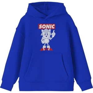 Sonic The Hedgehog Blue Hoodie Pullover Graphic Print Sega XL NWOT - Picture 1 of 9