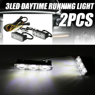 2X 3 LED Super White High Power Car DRL Daytime Running Light Fog Lamp Universal - Image 1 of 4