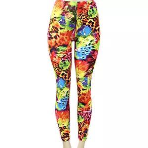 Women's Stylish, Leggings, Soft & Comfortable Neon Multi, S/M FINAL SALE - Picture 1 of 3