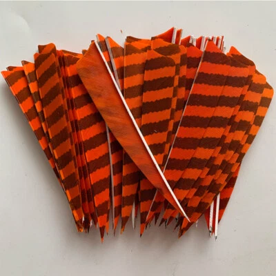 50PCS 4inch Striped Orange Shield Vanes Fletches Feathers Fletching RW LW - Image 1 of 4