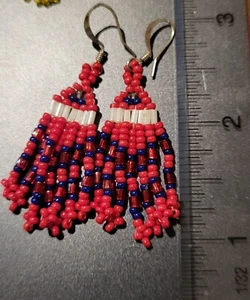 Native American style beaded Handmade earrings - Picture 1 of 4