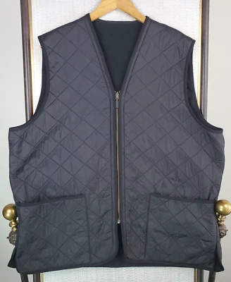 BARBOUR Size XL Mens Polarquilt Fleece Lined Vest Zip In Waistcoat Black England - Image 1 of 4