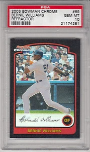 2003 Bowman Chrome Bernie Williams Black Refractor Yankees PSA 10 GEM MT pop 1 - Picture 1 of 4