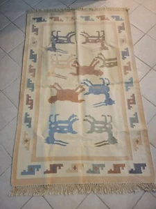Dhurrie Rug Pastel Aztec Design 47" X 76" - Picture 1 of 3