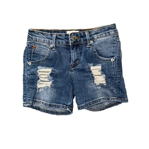 Hudson Shorts Girls Sz 10 Distressed Denim Adjustable Waist Flap Pockets - Picture 1 of 9