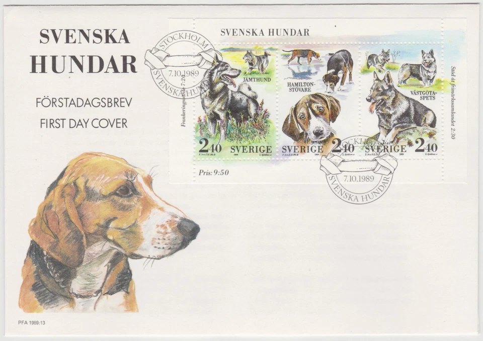 Sweden FDC 1989, Swedish Dogs, Mint - Image 1 of 1