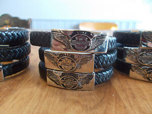 HARLEY DAVIDSON~BRACELET~LOT~OF~4~LEATHER~STAINLESS~MENS~WOMANS~BIKER~JEWELRY