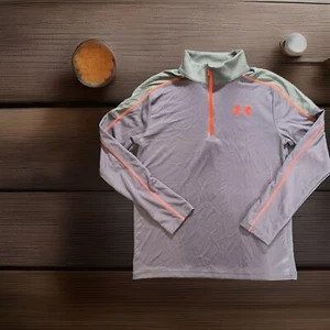 Under Armour Loose Heatgear Gray And Orange Quarter Zip size Youth XL - Picture 1 of 4