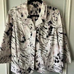 A- Cotton Chico’s White Printed Jacket 2 - Bild 1 von 12