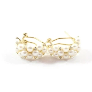 Pendientes colgantes de perlas cultivadas de agua dulce blancas con plata de ley de 3,0-3,5 mm - Imagen 1 de 4