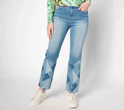 LOGO by Lori Goldstein Regular Printed Straight Leg Jeans Medium Wash 18 A632693 - Image 1 of 4